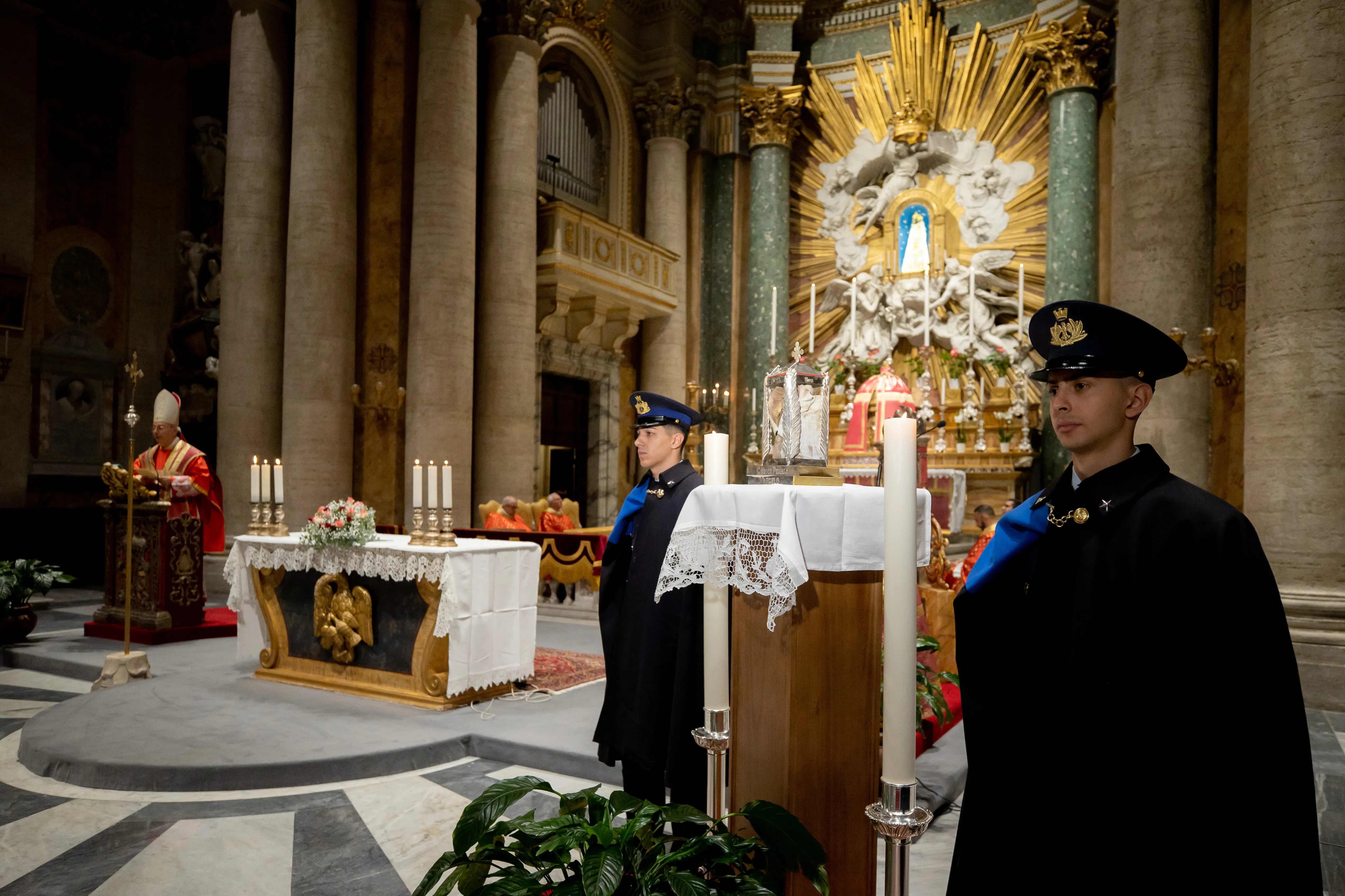 Cardinal Dominique Mamberti presides at a ceremony and Mass at the Church of San Salvatore in Lauro, Rome, where a relic of Blessed Rosario Livatino was displayed Jan. 20, 2023. Daniel Ibañez/CNA