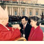 Joseph Sinasac meeting Pope John Paul II in St. Peter’s Square after the 2001 Palm Sunday Mass with Dr. Katherine Rouleau. They were part of the Toronto delegation in Rome prior to World Youth Day 2002. (Photo courtesy Joseph Sinasac)