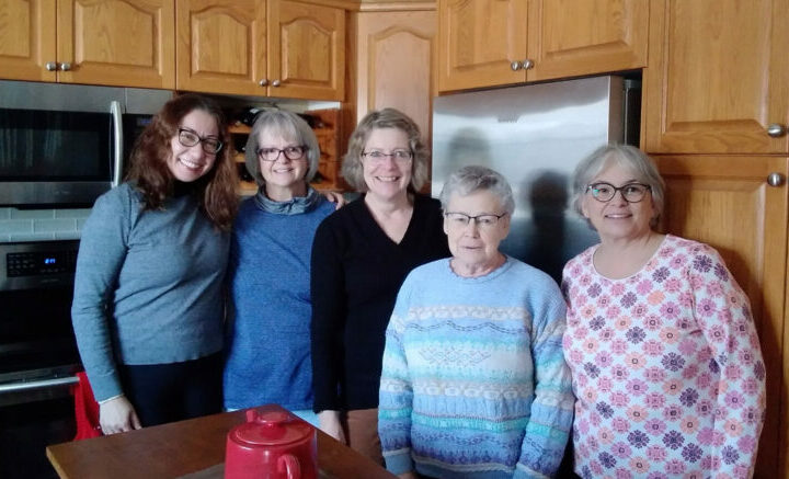 St. John Bosco parishioners have started a Prayer Shawl Ministry (left to right ): Patricia Almeida, Mary Jacobi, Linda Bachiu, Eleanor Weisgerber, and Michelle Berzolla. (Photo submitted by Karen Bosker)
