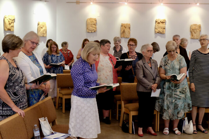 CWL leaders and national convention organizers gathered for Mass Aug. 9 at the Cathedral of the Holy Family in Saskatoon. (Photo by Kiply Lukan Yaworski, Catholic Saskatoon News)